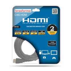 CABO HDMI 2.0 4K 3D 1080P 19+1 PINOS - 2M BRASFORM - Couto Materiais 