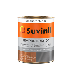 Esmalte Sempre Branco Suvinil Acetinado Litro 0,9L - CREL TINTAS