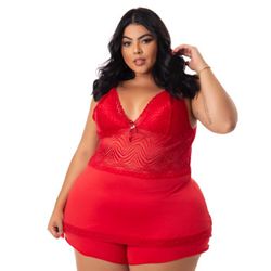 Baby doll vermelho Plus size - SD-5150 - Crystal D'Lux