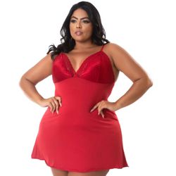 Camisola Plus size vermelha - CM - 71110010101 - Crystal D'Lux