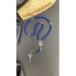 Terço Nossa Senhora Aparecida - Resina azul - 0005 - Cuidado de Maria