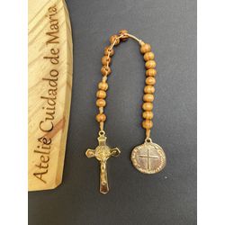 Terço compacto - Medalha das duas cruz - 2939499 - Cuidado de Maria