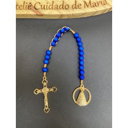 Terço Compacto - Medalha de Nossa Senhora - Azul r... - Cuidado de Maria