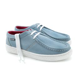 Sapato London Sport couro azul claro, sola borrach... - DALESHOES