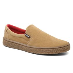 Sapato Slip-On couro bege, solado borracha ambar e... - DALESHOES