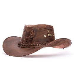 Chapéu Country em Couro Legítimo Café - DP2300 - DALLUP'S