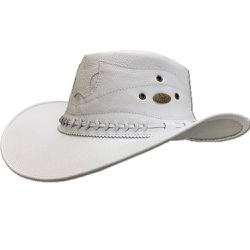 CHAPÉU COUNTRY EM COURO LEGÍTIMO BRANCO - DP2301 - DALLUP'S