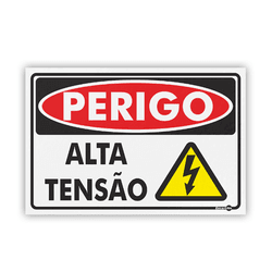 PLACA SINALIZACAO PS128 PERIGO ALTA TENSÃO - 10670 - Data Brasil - EPI's & Treinamentos