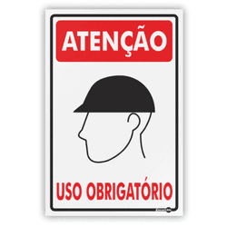 PLACA SINALIZACAO PS84 CAPACETE OBRIGATORIO - 1068 - Data Brasil - EPI's & Treinamentos