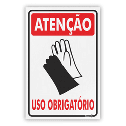 PLACA SINALIZACAO PS85 LUVA OBRIGATORIO - 10682 - Data Brasil - EPI's & Treinamentos