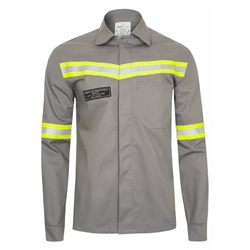 CAMISA NR10 ANTI-CHAMA C/REFLETIVO AM 1 BOLSO CINZ... - Data Brasil - EPI's & Treinamentos
