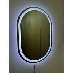 Espelho Oval 50x70 cm Lapidado com LED SEM FIO OU ... - Decora loja