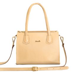 Bolsa feminina de ombro em Couro Creme