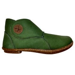 Bota Feminina Boneca Couro Legítimo Verde Zíper