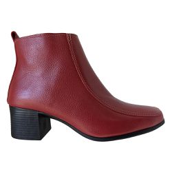 Bota Feminina em Couro Framboesa c/ Salto 5cm e zíper