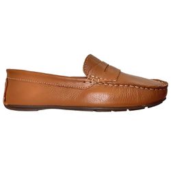 Sapato Mocassim Feminino Couro Legítimo Marrom Pesponto