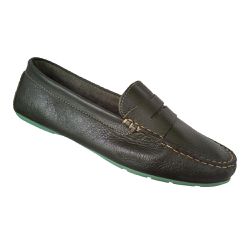 Mocassim Feminino em Couro Verde Musgo