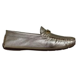 Sapato Mocassim Feminino Couro Legítimo Ouro Branco