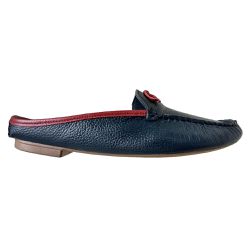 Mocassim Feminino em Couro Azul marinho