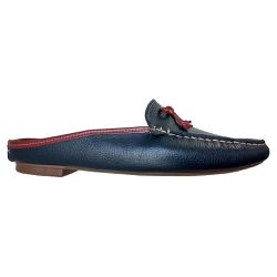 Mocassim Feminino em Couro Azul marinho