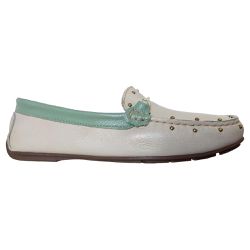 Mocassim Feminino em Couro Off White
