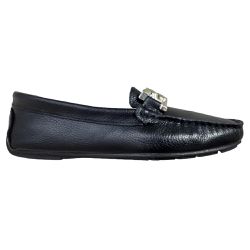 Mocassim Feminino em Couro Preto