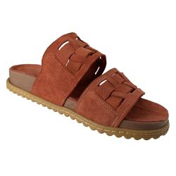 Sandália birken feminina em couro cor Camel