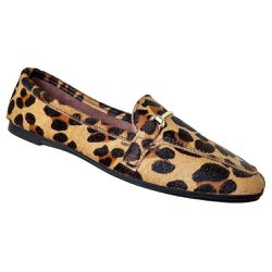 Sapatilha Feminina em Couro Animal Print