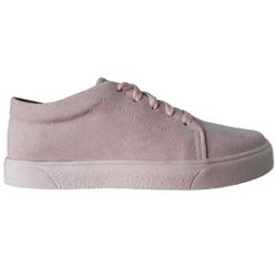 Tênis Feminino Casual Camurça Sintético Rosa Cadarço