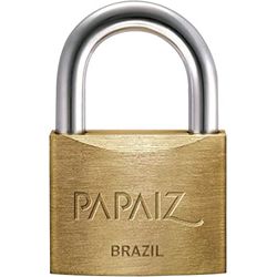 CADEADO COM CHAVE 20MM LATÃO MACIÇO ACETINADO PAPA... - Degraus Materiais de Construção