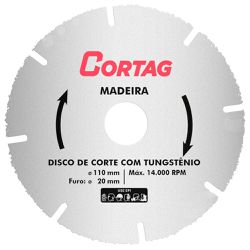 DISCO CORTE TUNGSTÊNIO PARA MADEIRA CORTAG 110 MM - Degraus Materiais de Construção