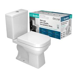 KIT COMPLETO VASO ACOPLADO DECA QUADRA BRANCO KP21 - Degraus Materiais de Construção