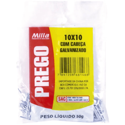 Prego Galvanizado 10x10 50g Com Cabeça Milla - Degraus Materiais de Construção