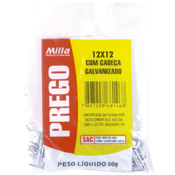 Prego Galvanizado 12x12 50g Com Cabeça Milla - Degraus Materiais de Construção