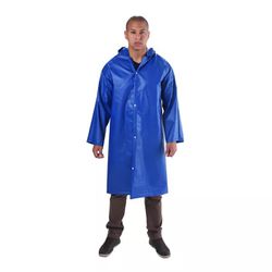 CAPA DE CHUVA IMPERMEAVEL MANGA LONGA E CAPUZ AZUL... - Degraus Materiais de Construção