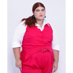 Colete Linho com Elastano Magenta - Plus Size - DELPHINA