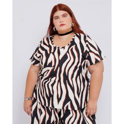 Blusa Social Estampa Zebra - Plus Size - DELPHINA