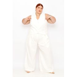 Colete Linho com Elastano Off White - Plus Size - DELPHINA