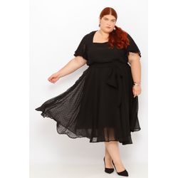 Vestido Crepe Poá Preto - Plus Size - DELPHINA