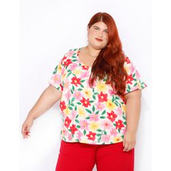 Blusa Social Floral - Plus Size - DELPHINA