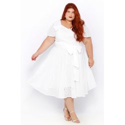 Vestido Laise Bordado Branco - Plus Size - DELPHINA