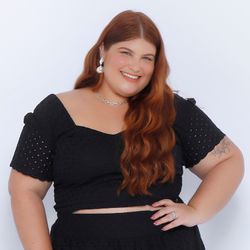 Top Laise Gola V com Manga Preto - Plus Size - DELPHINA