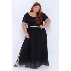 Saia Longa Algodao Laise Preta - Plus Size - DELPHINA