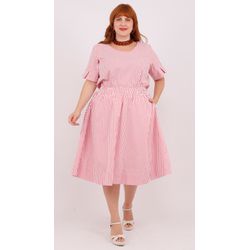 Saia Algodão Listrada Vermelha - Plus Size