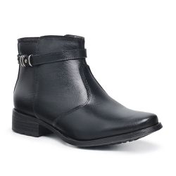 Bota Feminina Cano Curto Couro Legítimo Nobre Fivela Fina Preto - KRN SHOES | Calçados Casuais