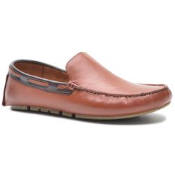 Mocassim Drive Masculino Couro Latego Pinhão Café - KRN SHOES | Calçados Casuais