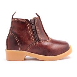 Botina Infantil em Couro Legitimo Marrom - KRN SHOES | Calçados Casuais