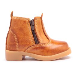 Botina Infantil em Couro Legitimo Tan - KRN SHOES | Calçados Casuais