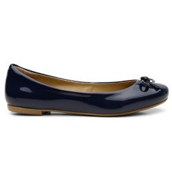 Sapatilha Feminina Laço Verniz Marinho - KRN SHOES | Calçados Casuais