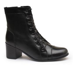 Bota Feminina Cano Médio Couro Legitimo Preto - KRN SHOES | Calçados Casuais